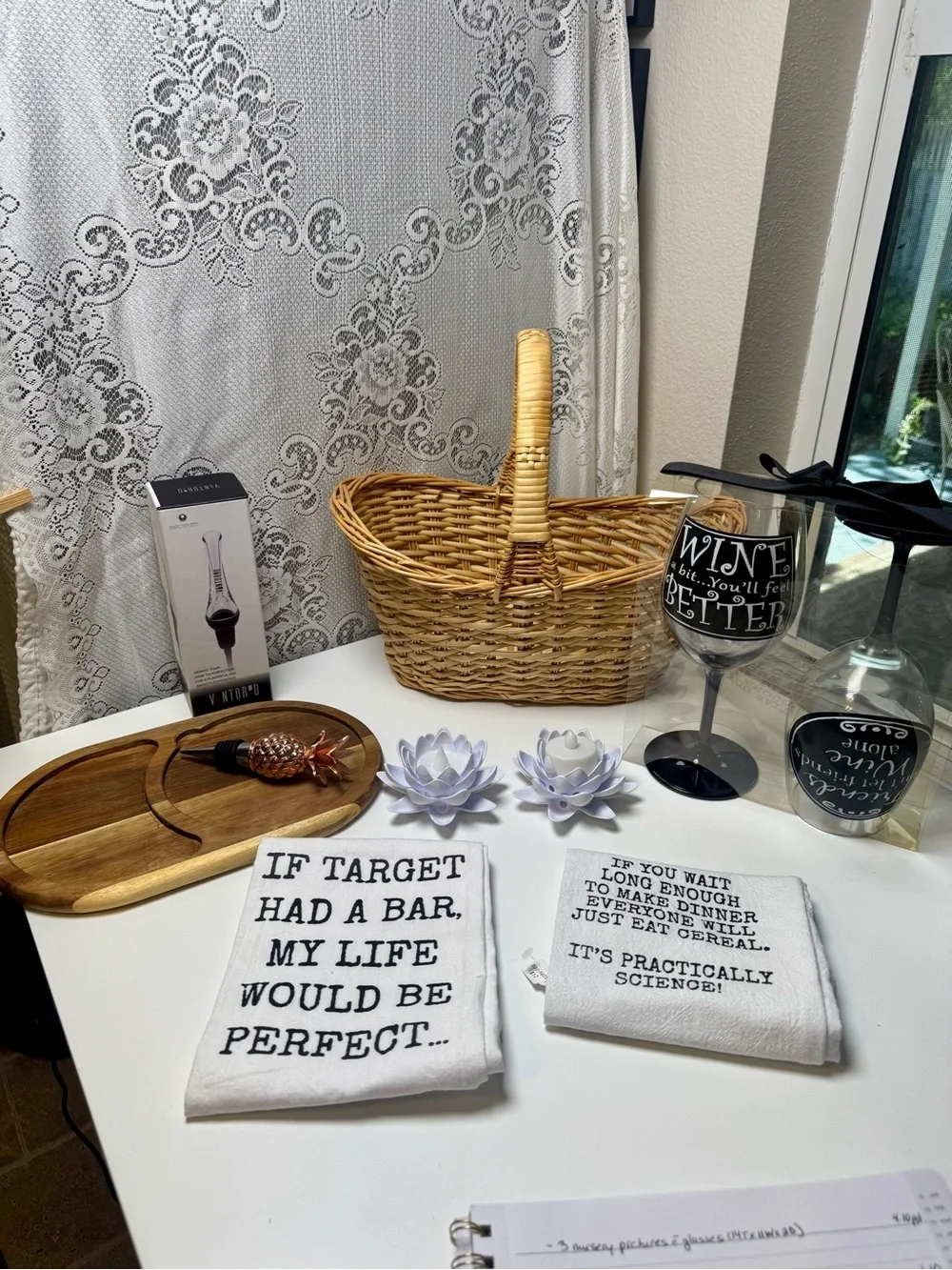 Wine Lovers Gift Basket, Set of 9 Pieces. See Description.